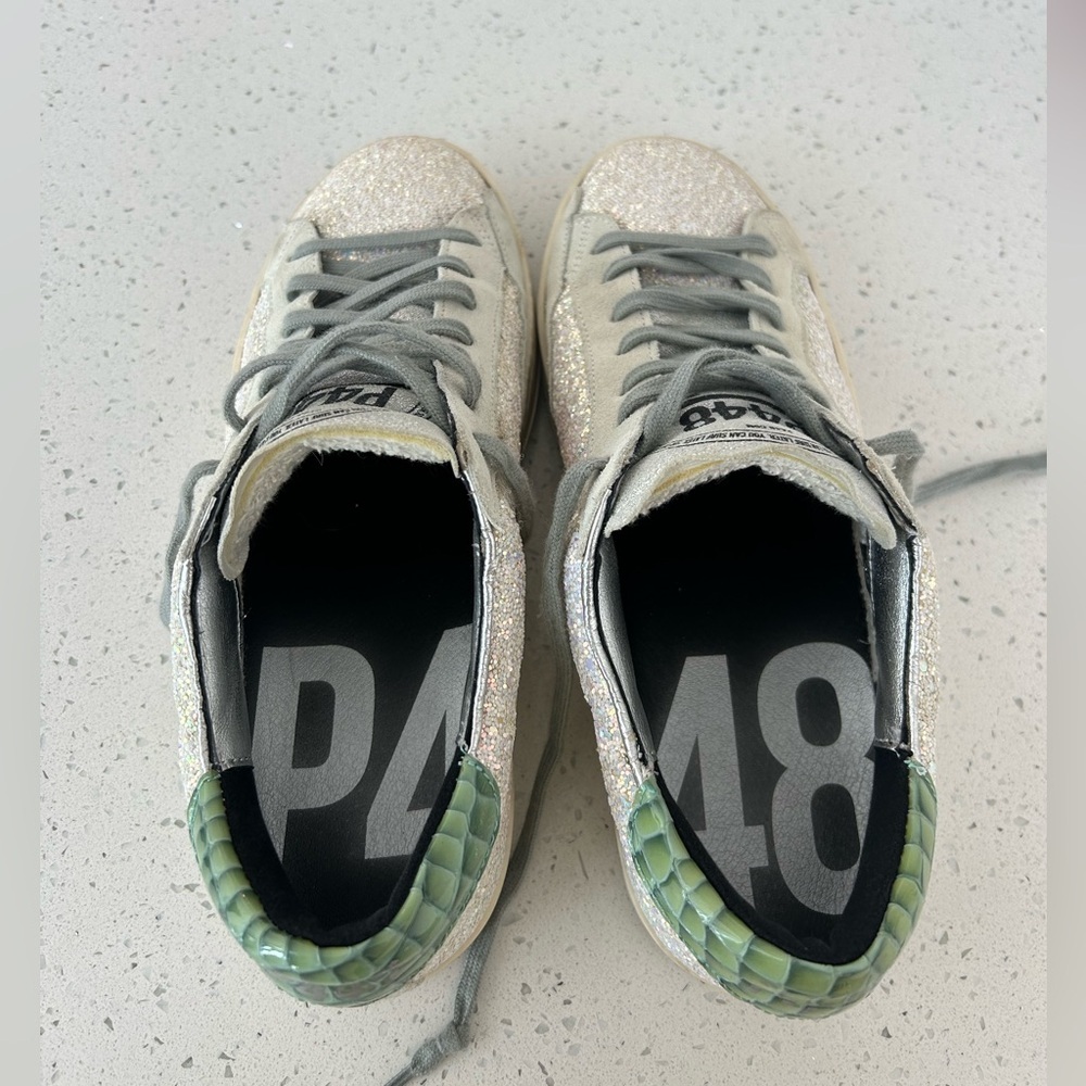 P448 John Iridescent Glitter Sneakers Sz 39 / US 8.5 - Picture 2 of 11